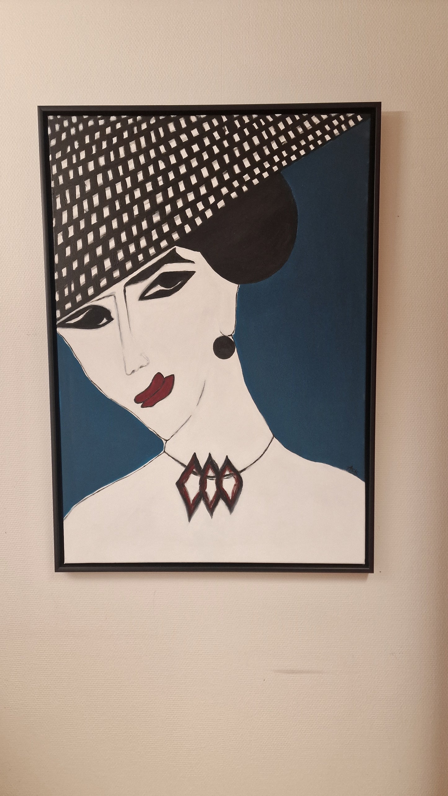 Femme Fatale med rutehatt, f.e.E.K. - Maleri