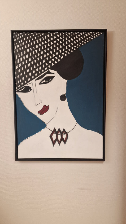 Femme Fatale med rutehatt, f.e.E.K. - Maleri