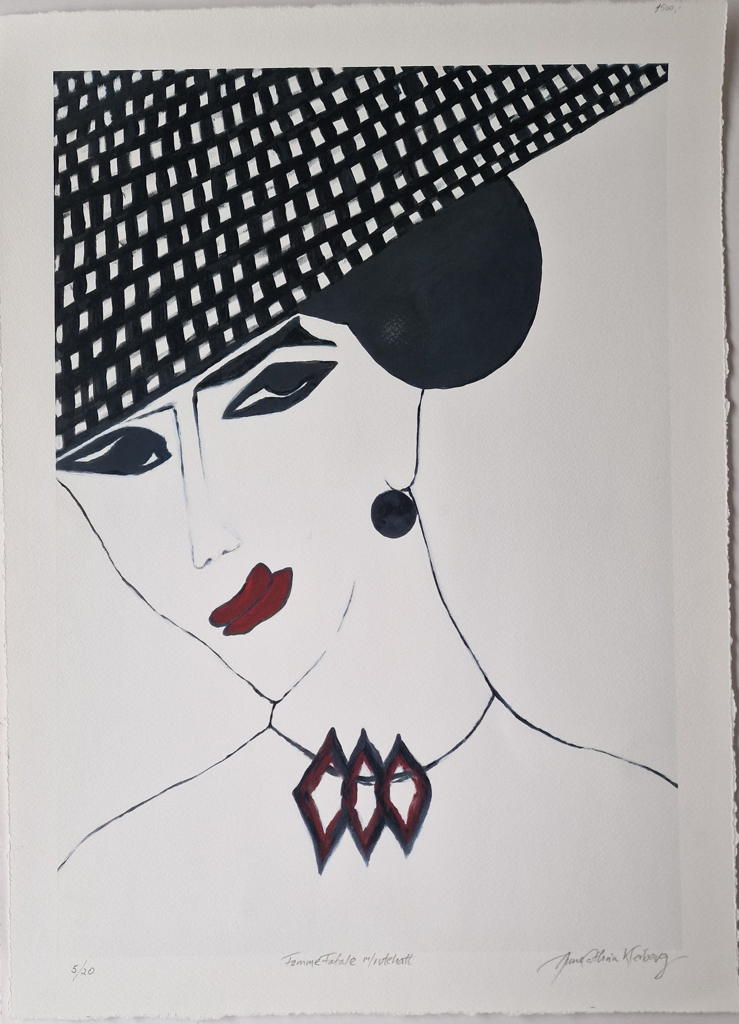 Femme Fatale m/rutehatt - Giclee trykk
